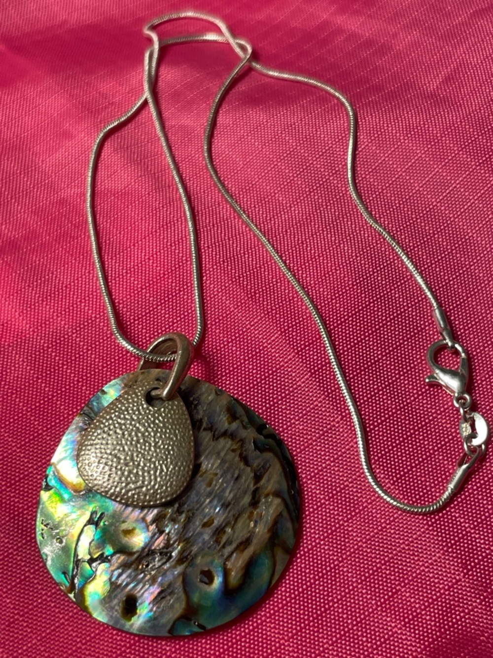 Abalone Shell Pendant Necklace with Sterling Silver Accent and Chain